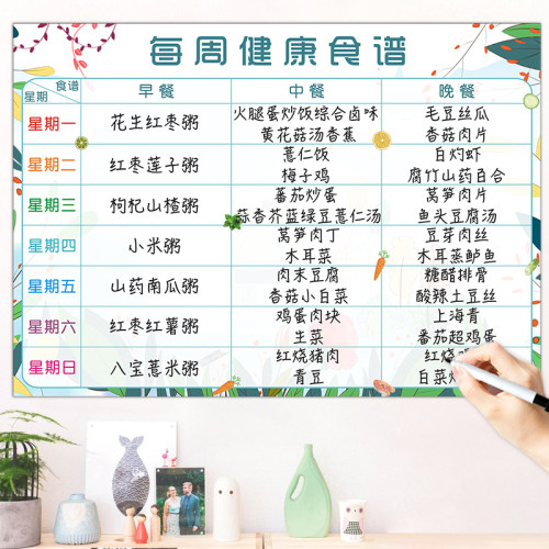 一周冰箱食谱宝宝正月辅食表计划表墙贴每日健身幼儿园食谱安排表 - 图1