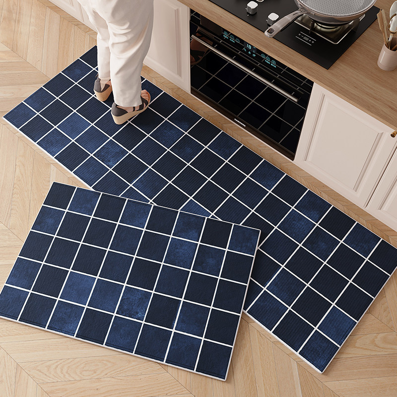 厨房地垫2026新款多巴胺蓝色格子防滑防油免洗可擦洗碗池吸水专用,淘宝优惠券,粉丝福利购,淘宝优惠卷