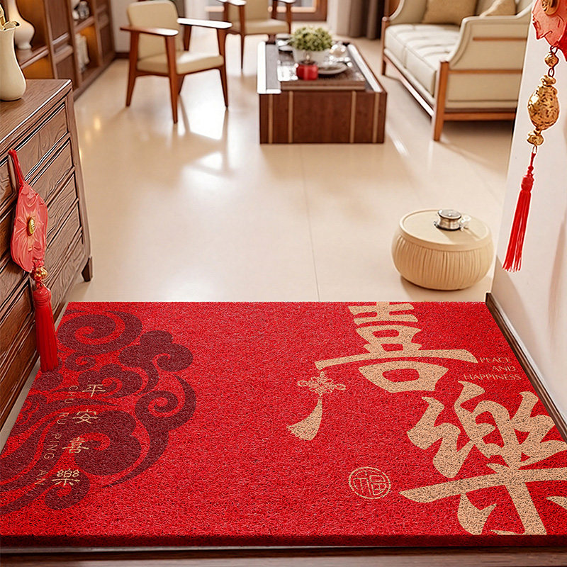 新年进门地垫入户门垫高级家用喜庆门口防滑垫子地毯红色丝圈脚垫,淘宝优惠券,粉丝福利购,淘宝优惠卷
