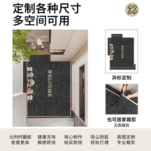 地垫入户门垫高级感防滑耐脏玄关地毯进门口家用除尘脚垫子可裁剪 - 图1