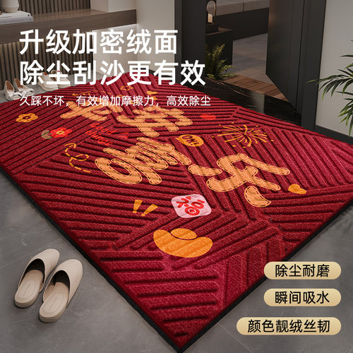 入户门专用地垫喜庆进门pvc防滑蹭脚垫门外户外耐脏地毯轻奢高级 - 图1