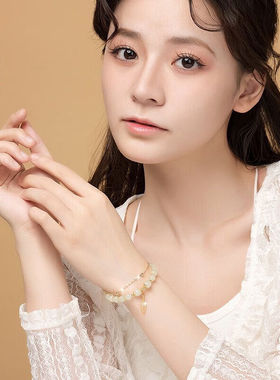 妮爱金枝玉叶和田玉手链女士玉手串生日实用新年礼物送女友老婆手