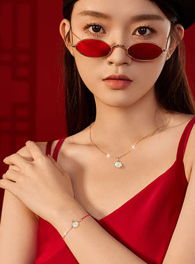 SGE和田玉小猴子手链女银2024年新款设计小众生肖猴本命年红手绳