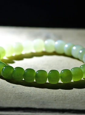 千载一玉新年礼物和田玉手链男女士青黄玉渐变小清新玉石手串珠宝
