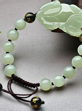 千载一玉新年礼物和田玉手链男女士青白玉手链玉手串玉石【玉貔貅