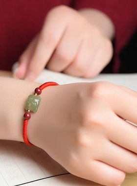 卓麦和田玉老虎年红绳手链情侣款本命年2022年新款喜庆红色生肖虎