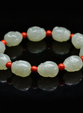 可玉可求新年礼物和田玉手链男女款玉貔貅手链玉石手串可做手持【