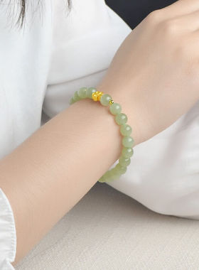 可玉可求新年礼物和田玉手链白玉玉石手串女款蜜蜡桃花手链珠宝玉