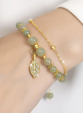 迪后（Dirholl）金枝玉叶和田玉手链女生轻奢时尚精致闺蜜手串惊