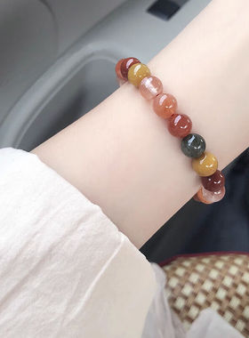 建禄福禄寿玛瑙手链女生复古手串女水晶玉石跨年新年礼物送女友福