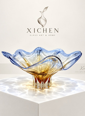现代简约渐变高级琉璃花瓶摆件客