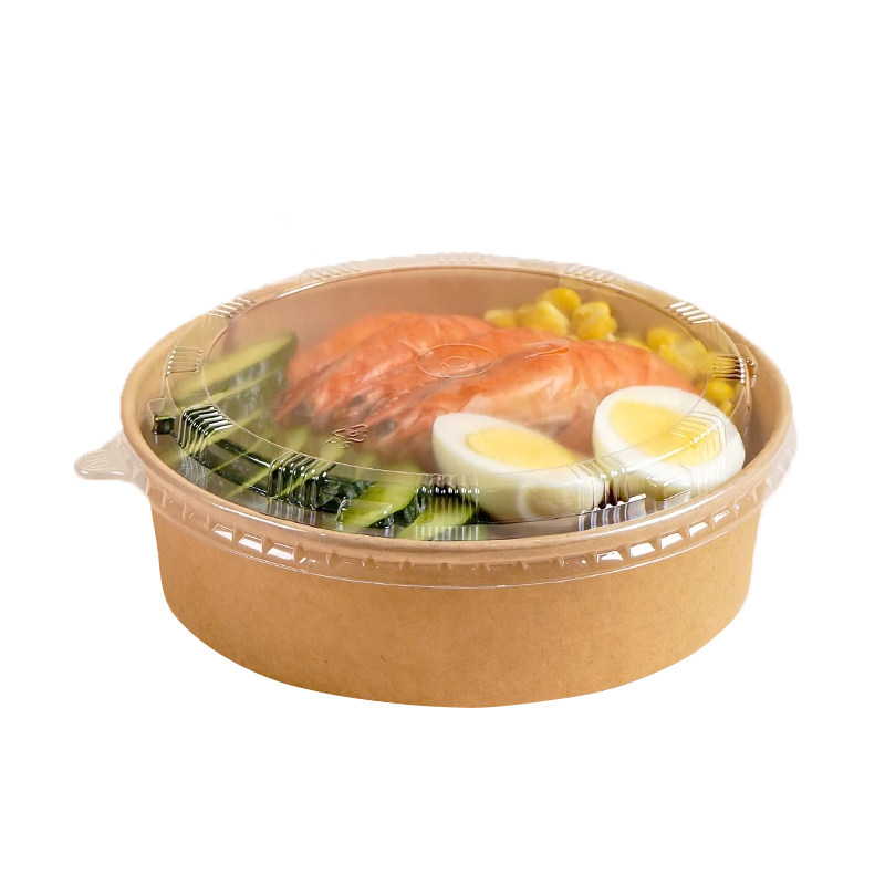 牛皮纸碗一次性碗野餐便当盒圆形水果沙拉切盒外卖打包盒餐饮商用