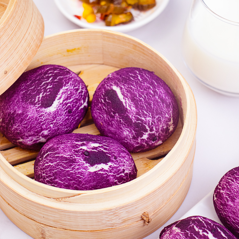 峰仔紫薯包儿童营养早餐包子馒头加热即食酒店餐饮速冻半成品点心