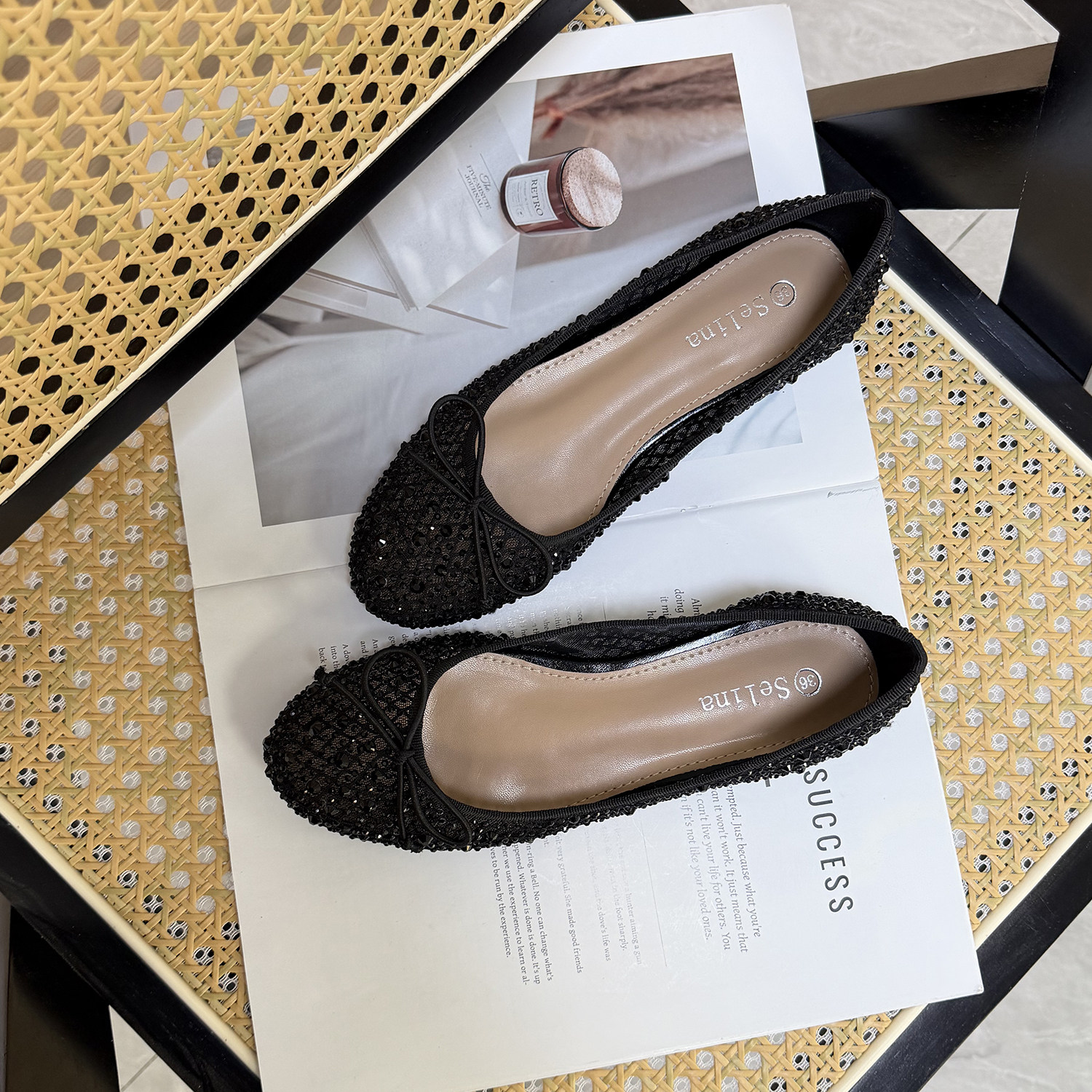 温柔仙女风 外贸水钻浅口平底单鞋百搭蝴蝶结仙女鞋大码女鞋41码,淘宝优惠券,粉丝福利购,淘宝优惠卷