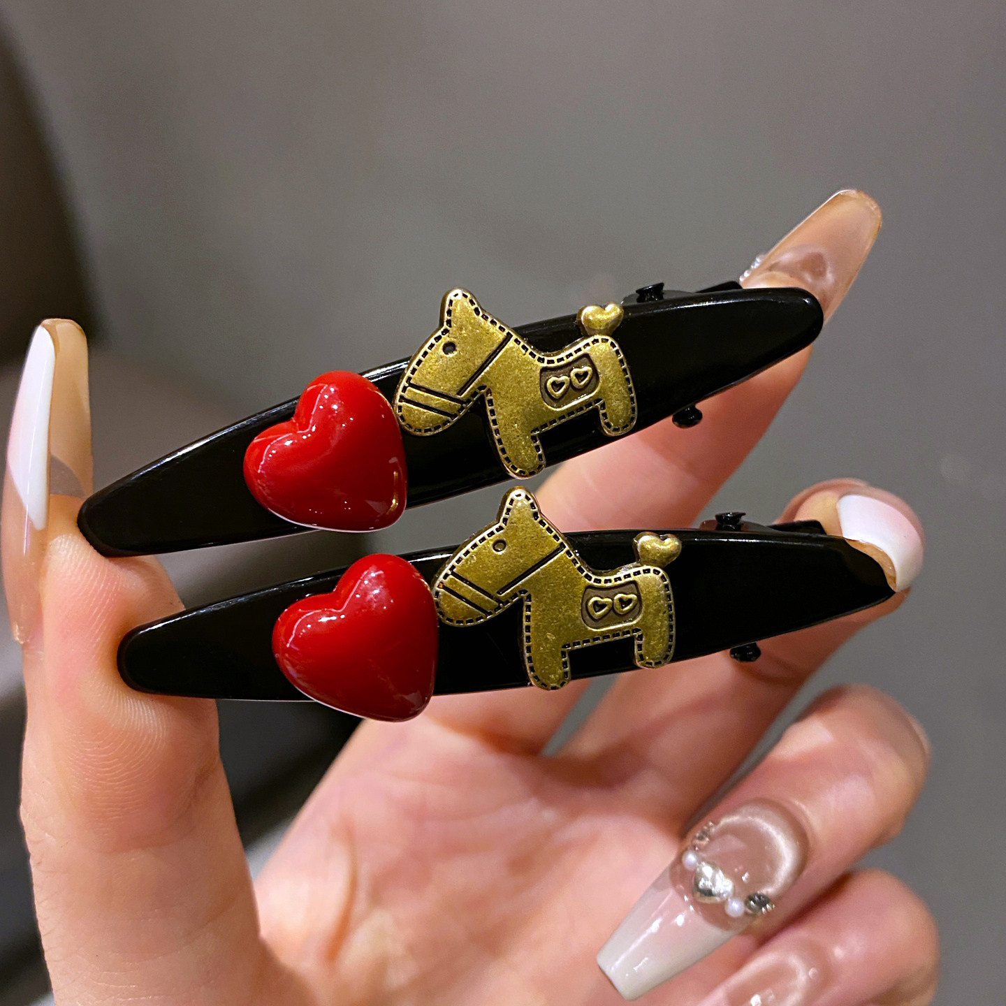 新款爱心小马鸭嘴夹女甜美可爱金属发夹侧边夹刘海夹碎发整理发饰,淘宝优惠券,粉丝福利购,淘宝优惠卷