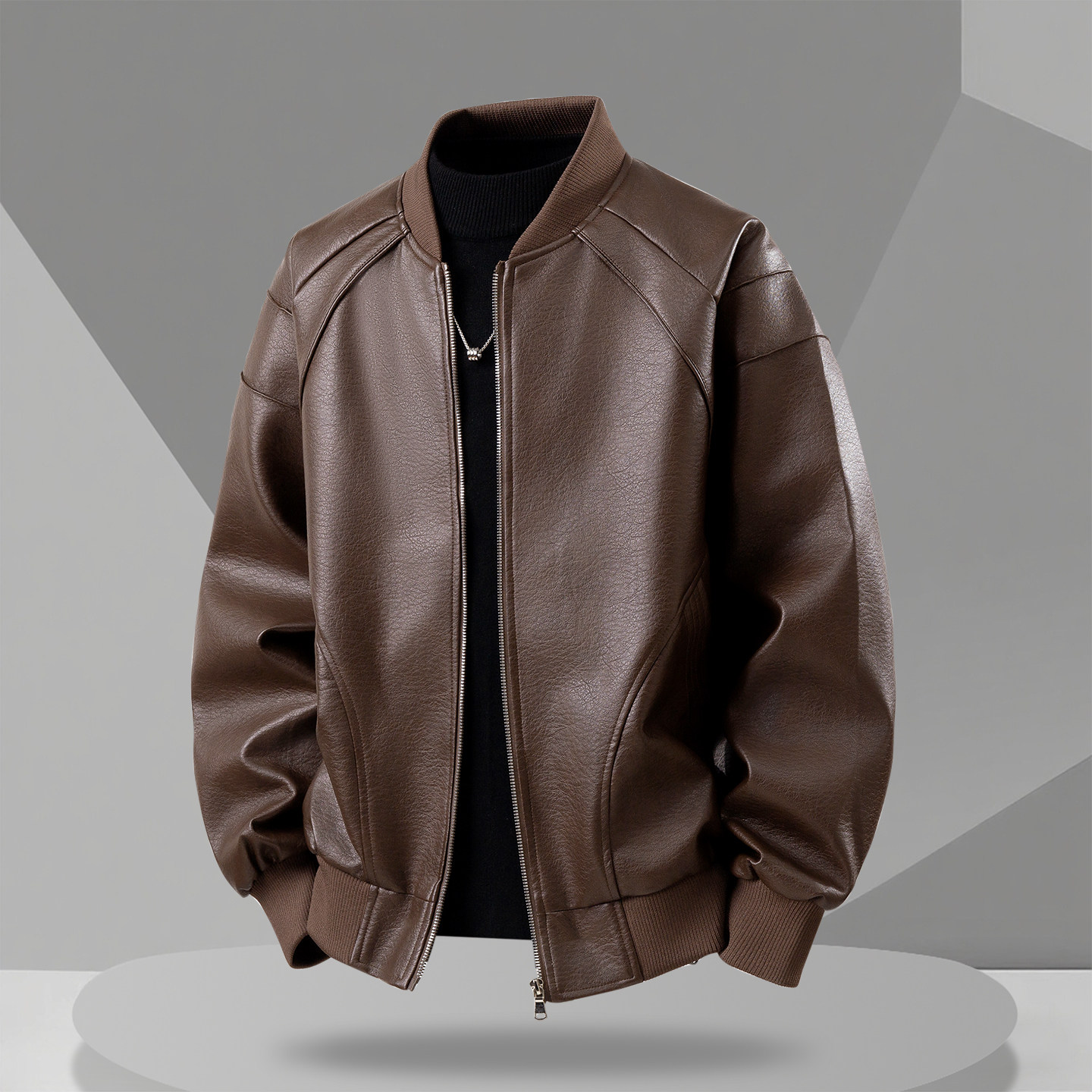 复古皮衣外套男士2025春秋季新款宽松潮牌休闲PU棒球领皮夹克男潮,淘宝优惠券,粉丝福利购,淘宝优惠卷