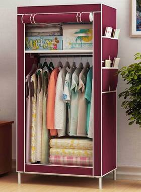 经济简易布衣柜收纳柜子家用卧室布艺挂衣橱组装出租房用现代简约