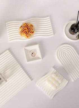 北欧ins风饰品展示收纳盘桌面小托盘不规则石装饰摆件拍摄道具