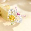 Pure Gold Rose Ring Red Women's Handmade Pearl Ring
