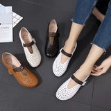 Летняя универсальная обувь для кожаной обуви, сандалии для матери, из натуральной кожи, в корейском стиле, мягкая подошва