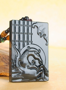 玉石匠新疆和田玉青玉马吊坠新款马有福牌子青玉马玉坠