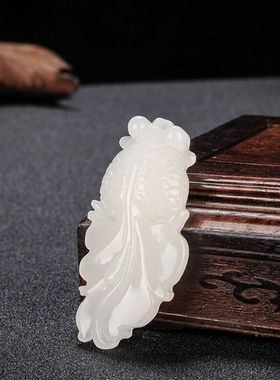 玉石匠和田玉白玉金玉满堂玉坠连年有余金鱼吊坠男女时尚玉佩挂件