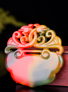 和田玉白玉镂空男女双面平安锁鸡血石宝宝锁彩玉平安如意锁吊坠