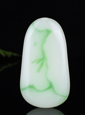 天然新疆和田玉彩玉手把件男女款青白原石手玩件绿白玉石挂件腰件