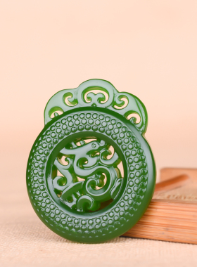 玉石匠新疆和田玉碧玉仿古龙吊坠生肖龙镂空牌子玉坠挂件毛衣链