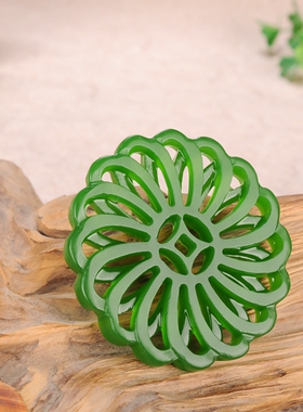 玉石匠和田碧玉花开富贵挂件转运轮挂坠时来运转扭转乾坤玉坠玉佩