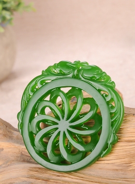 新疆和田碧玉仿古双龙吊坠转运轮回玉坠时来运转玉佩扭转乾坤挂件