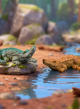 仿真微缩鳄鱼小摆件手办 鱼缸水族箱盆景园艺场景造景装饰DIY配件