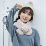 Зимний универсальный шарф, милый удерживающий тепло бархатный белый цветной шарф-платок, в корейском стиле