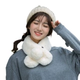 Зимний универсальный шарф, милый удерживающий тепло бархатный белый цветной шарф-платок, в корейском стиле