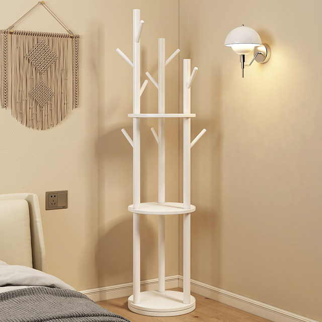 Solid wood rotating cloak rack landing hangers bedroom bedroom house stand -type clothing shelf living room hanging rack