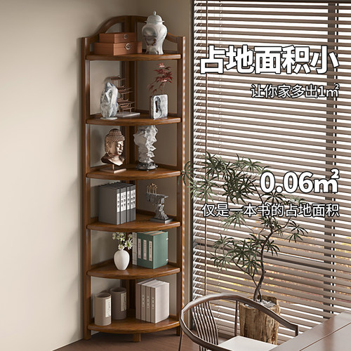 博古架实木中式茶柜茶具架子置物架茶室多层省空间转角茶叶展示柜 - 图0