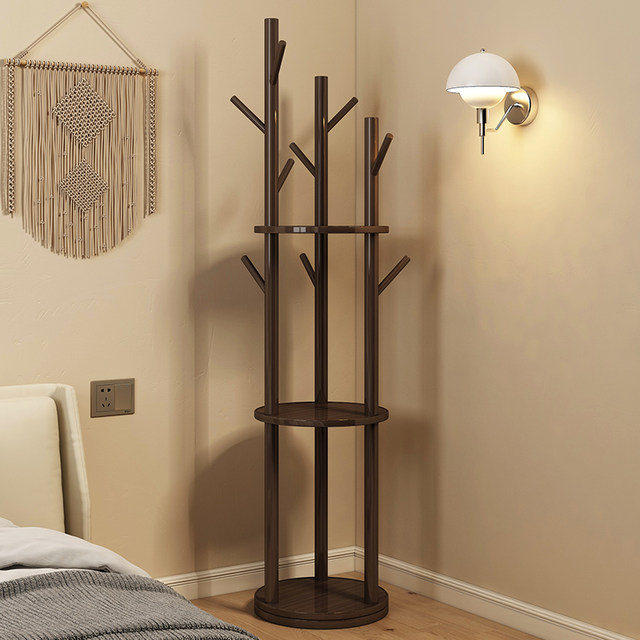 Solid wood rotating cloak rack landing hangers bedroom bedroom house stand -type clothing shelf living room hanging rack