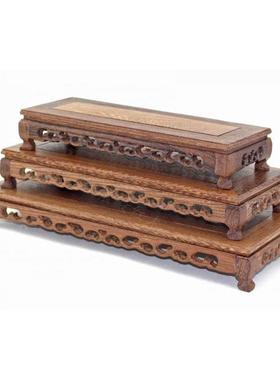 红木雕工艺品红檀木底座长方形座子 奇玉石茶壶花盆景摆件底座