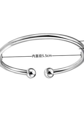韩国风女式对珠手镯开口光面简约蒜头手镯对珠手环银镯子手饰首饰