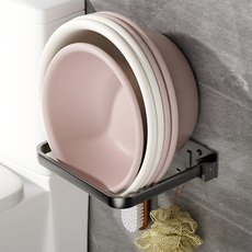 Умывальник 脸盆架免打孔壁挂卫生间置物架浴室放盆架盆子收纳架挂洗脸盆神器