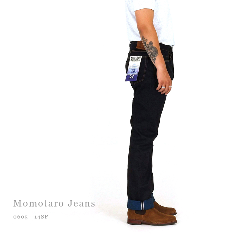 MOMOTARO JEANS 0605-14SP桃太郎轻磅修身直筒钴蓝双染原色牛仔裤-图1