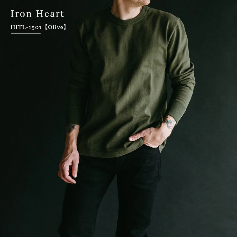 IRON HEART IHTL-1501 日产铁心11oz重磅圆领长袖打底衫 国内现货 - 图0