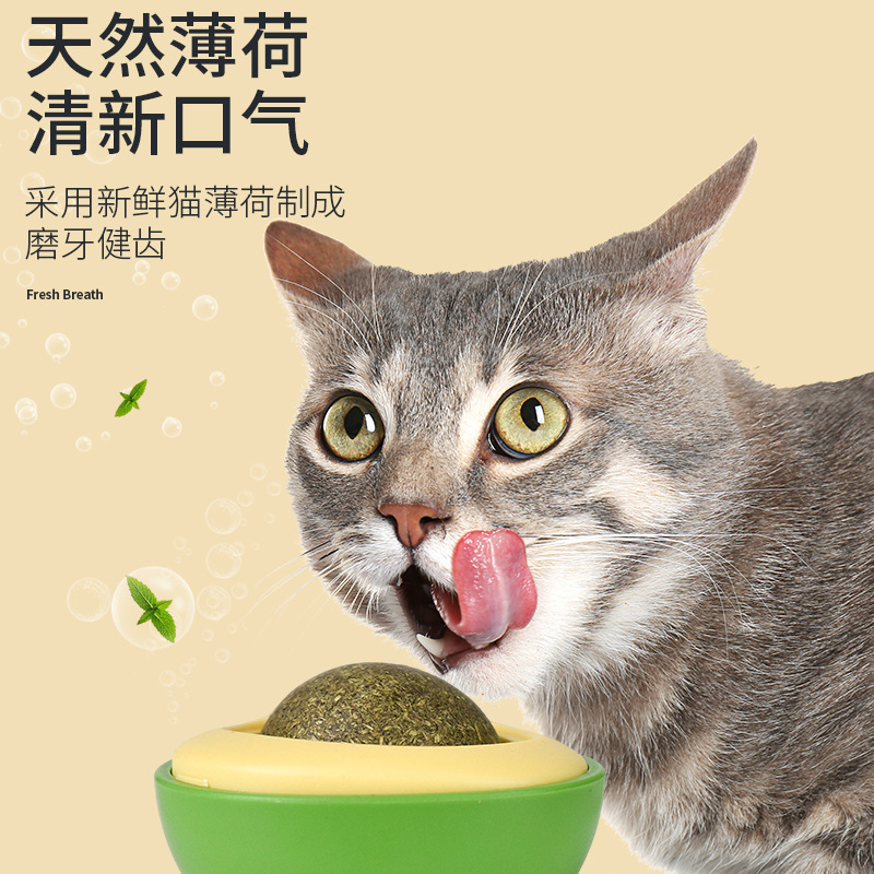 牛油果猫薄荷球逗猫玩具自嗨解闷神器旋转猫咪磨牙棒棒糖虫瘿果球 - 图1