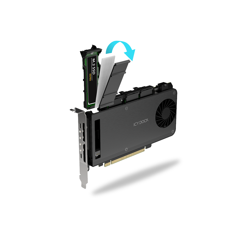 ICY DOCK 4盘位M.2 NVMe 硬盘盒PCIe5.0转接卡可抽取MB204MP-B/1B - 图1