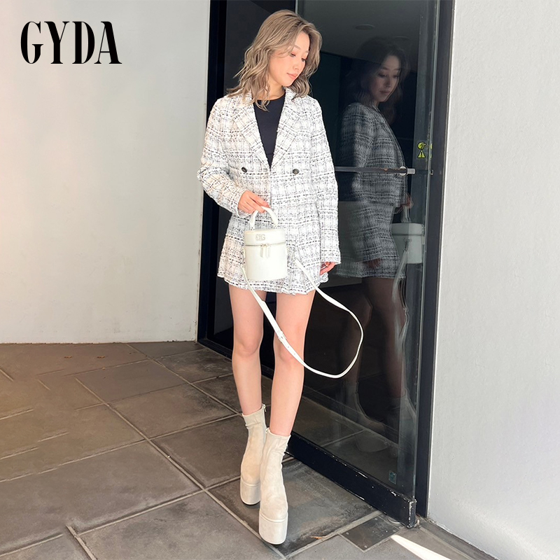 GYDA2024冬季新品小众风粗花呢百褶短裙（含内衬）女0725107144 - 图2