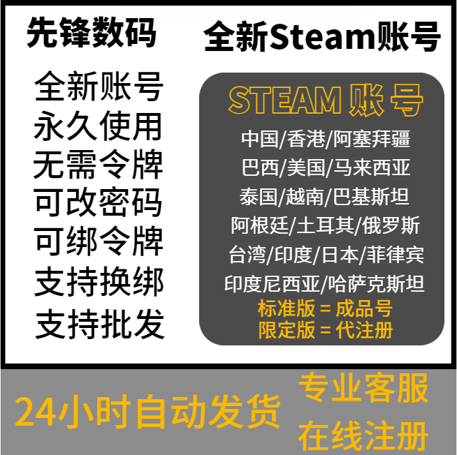 steam账户小号空白号外区账号csgo阿根廷土耳其俄罗斯美区印度巴西国区日本代注册外区账户号帐号PUBG号 - 图0