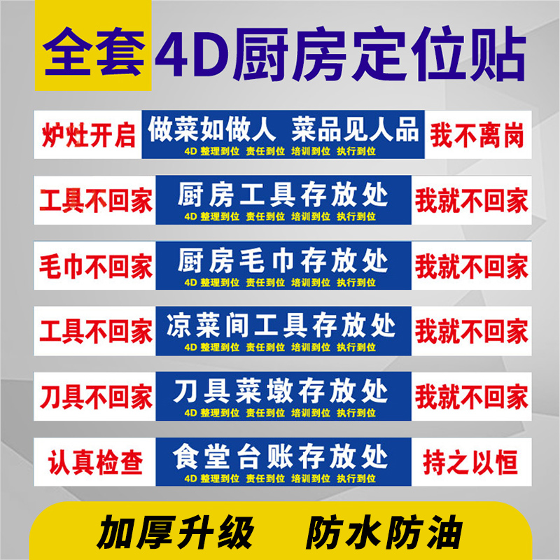 4D厨房管理标识标语5S6酒店食堂物品定位毛巾工具存放处-中成伟业 - 图0