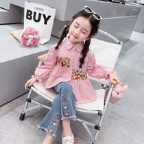 Girls autumn clothing suit 2023 new 3 Korean version 4 tennis red 5-year-old female baby shirt Two sets of foreign air spring and autumn season