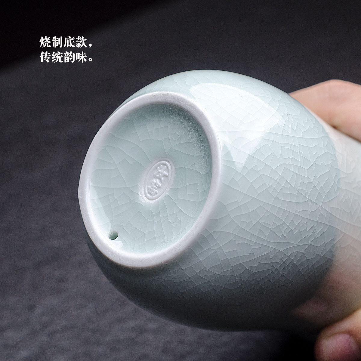 汝窑开片可养内胆陶瓷双层隔热保温杯随手喝茶杯办公室泡茶杯礼品