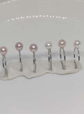 天然淡水珍珠极光透亮近正圆近无瑕7+mm纯银开口素圈戒指时尚精致